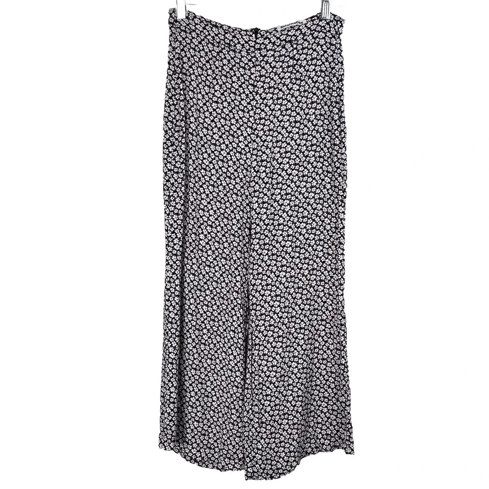 Reformation Coco Wide Leg‎ Pants Women 4 Navy White Crop Quito